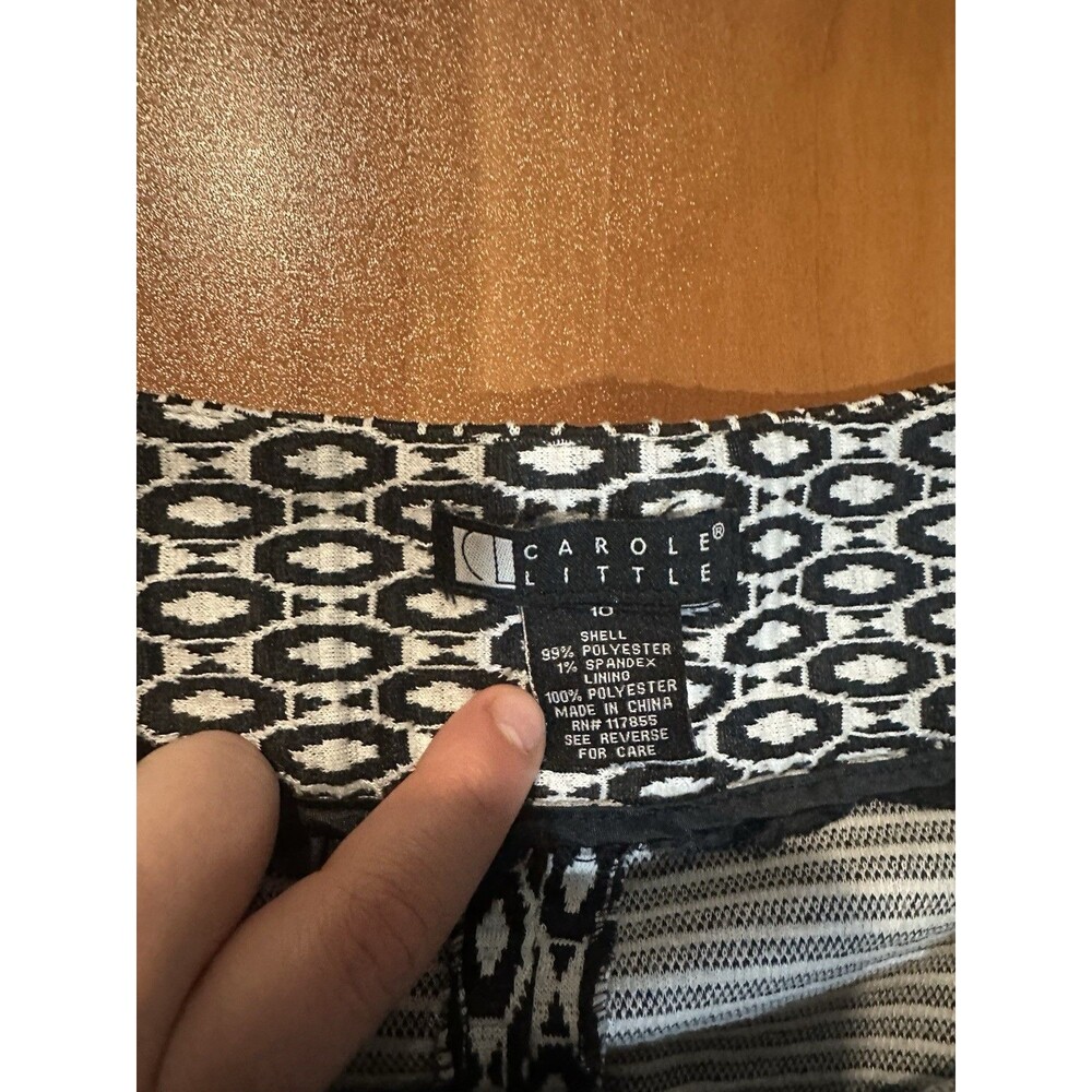 Carole Little Geometric Print Pencil Skirt Black White Size 10 - Picture 4 of 8